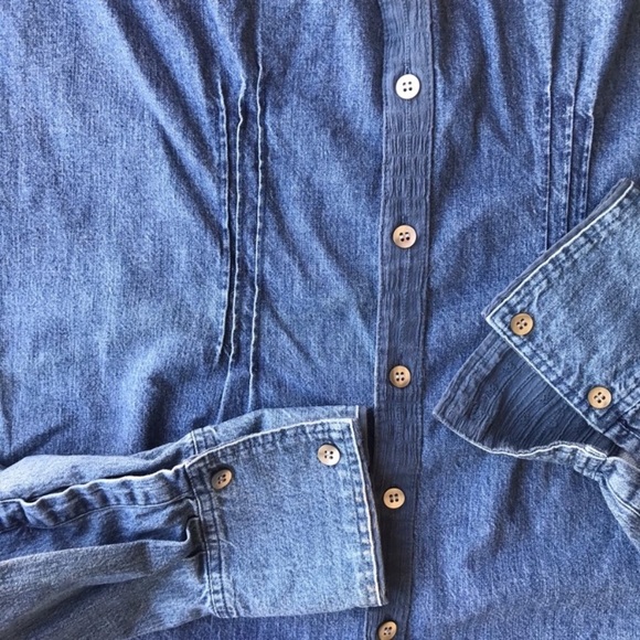 J Jill Blue Denim Pleated Shirt Size M - Picture 7 of 10